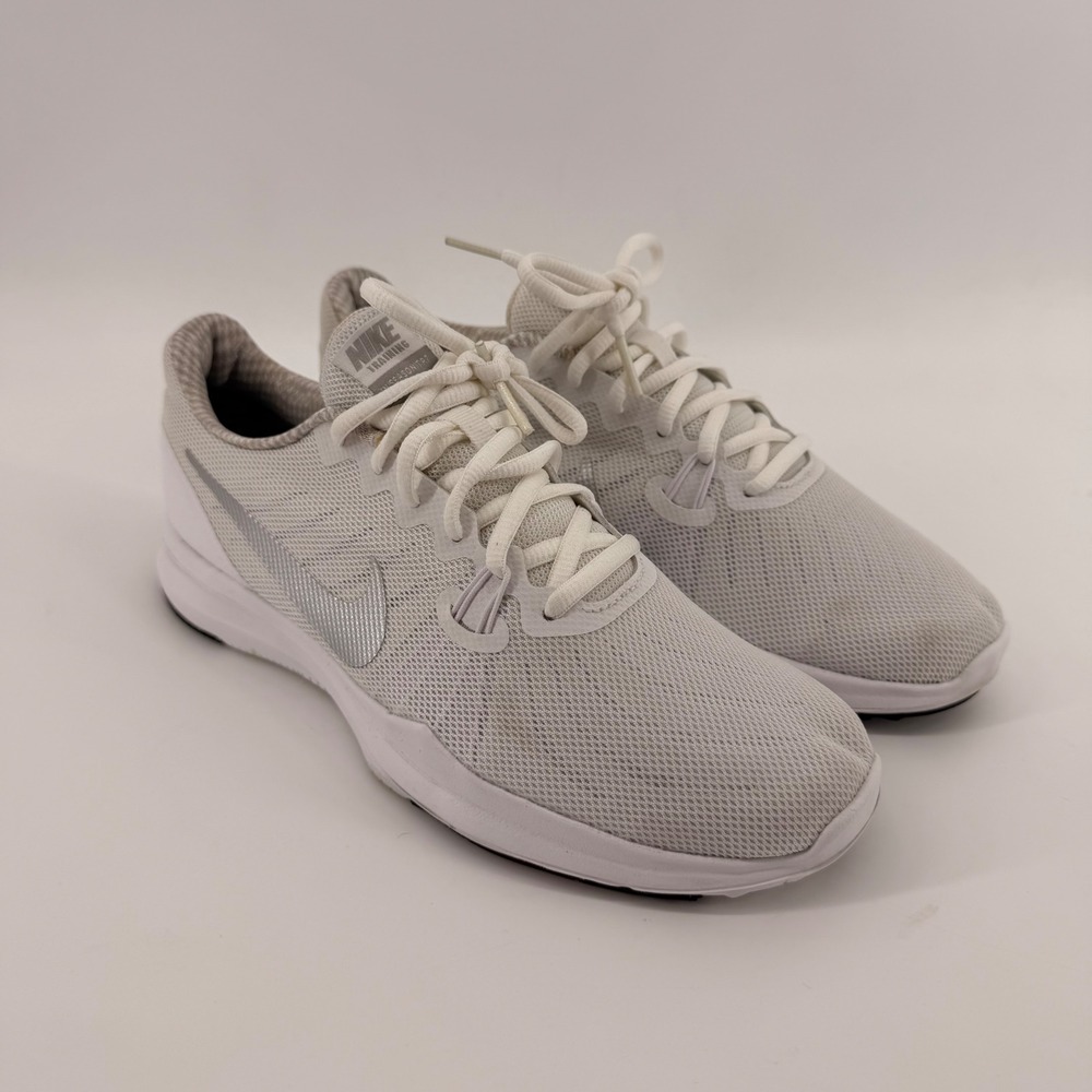 Nike Training Shoes Mens 8.5 White In-Season TR 7 909009-100 Metallic Silver